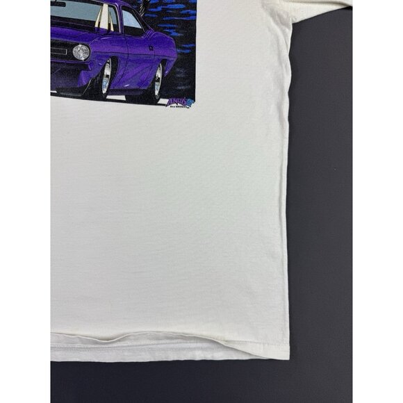 Rare Vintage 1996 90s Killer Cuda Chrysler Plymouth Barracuda Car Racing Art Tee - Picture 7 of 9